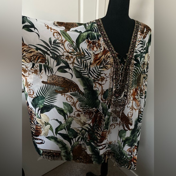 NWT - Authentic - Camilla - Silk Lace-Up Kaftan/poncho - 100% silk - OS - Picture 4 of 11